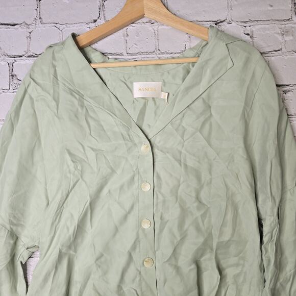 Sancia Australia Annika Blouse Button Accent Green New Size Medium - Picture 2 of 11